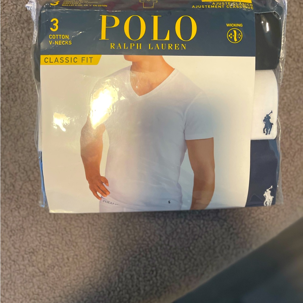 Packet of three cotton Men’s V neck tee shirts.